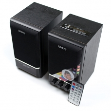 Колонки DIALOG AD-07, черные, 2*12W, 2.0, FM радио, USB+microSD reader, пульт ДУ